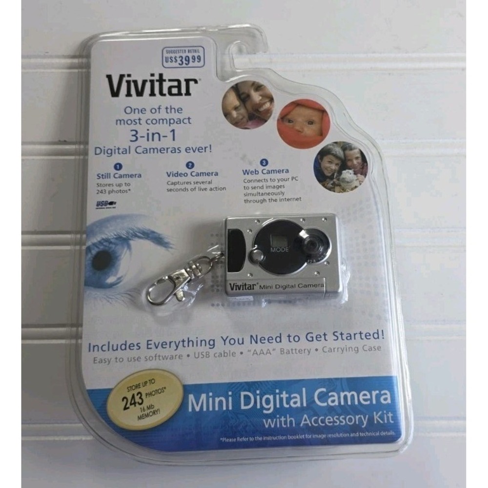 New Vivitar 3-in-1 Mini Digital Camera w WEB Cam Capability & Accessory Kit